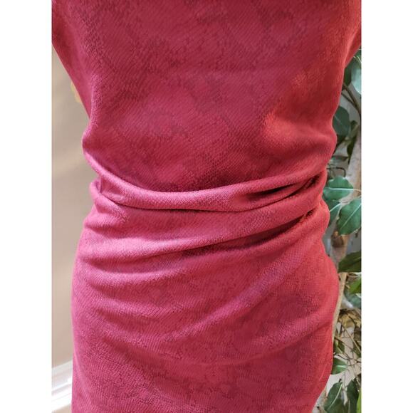 House of Wallace Bodycon Dress Women's Large Red Stretch Back Zip Square Neck - Picture 12 of 14